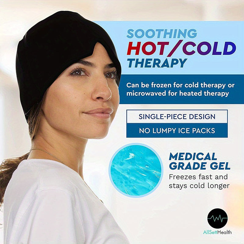 Stretchable Ice/Heat Head Wrap For Migraine Relief.